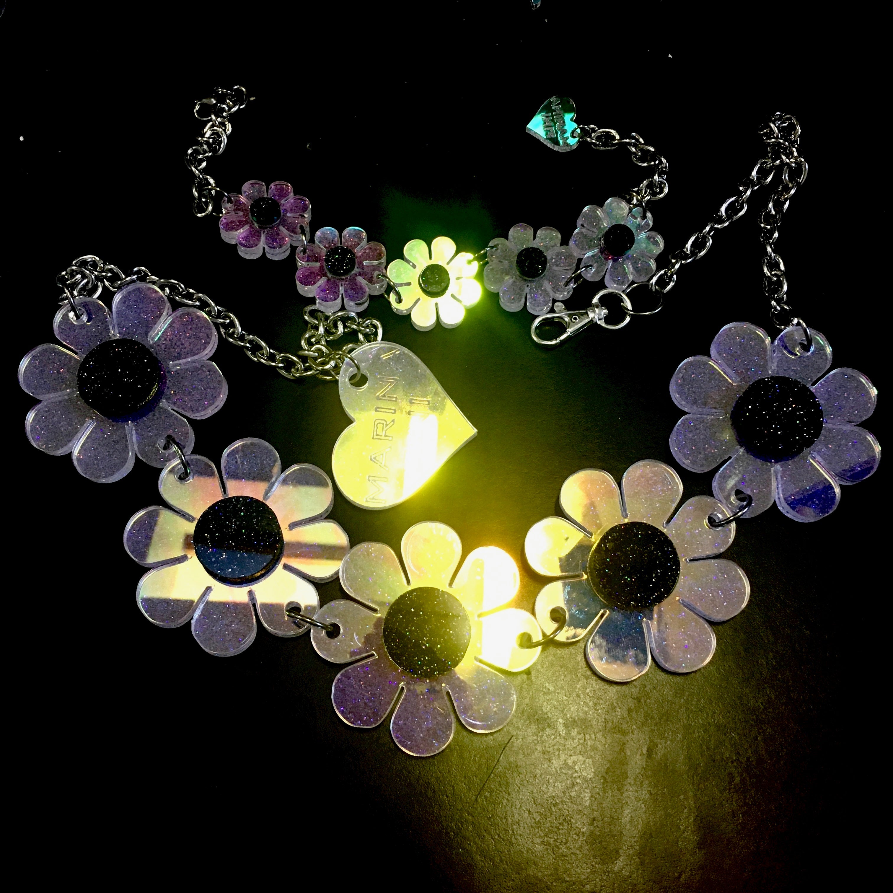 Holographic Flower Power belt & choker Set