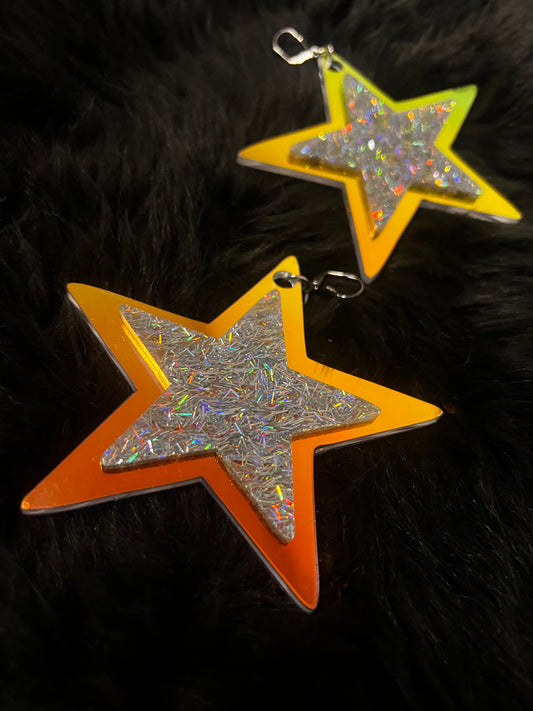 Holographic Sparkle Star Earrings
