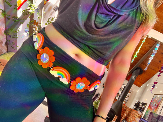 Flower butterfly Rainbow belt 🌈🌸🦋 UV reactive 💜