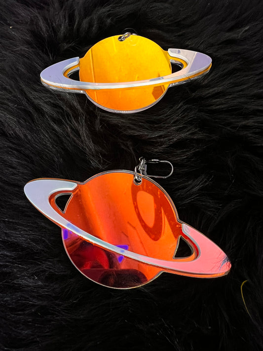 Holographic  Saturn Earrings