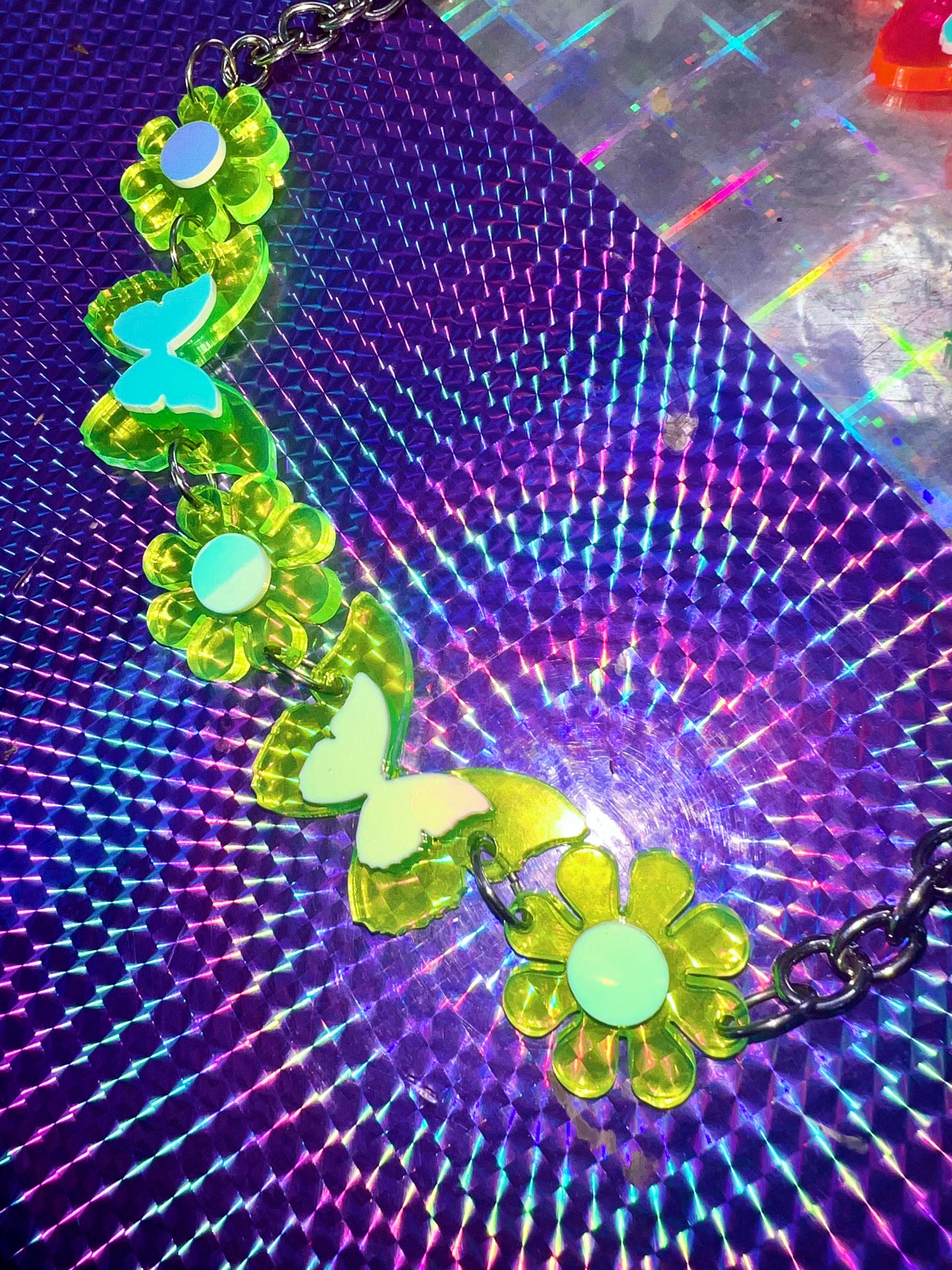 Butterfly Neon Flower Choker