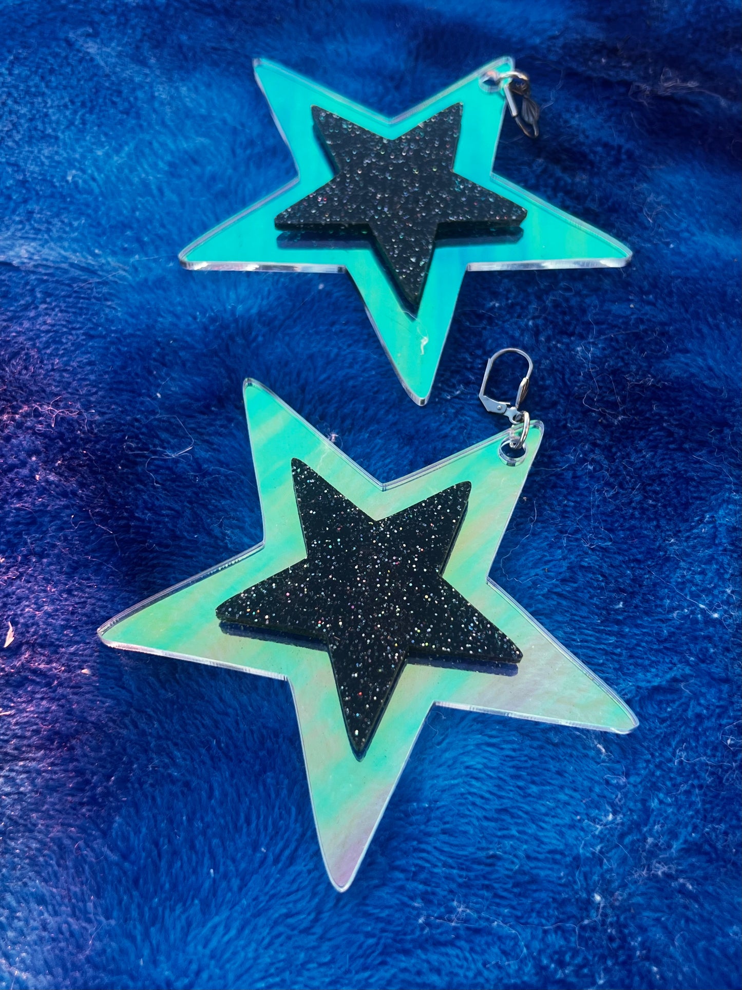 Holographic goth Star Earrings