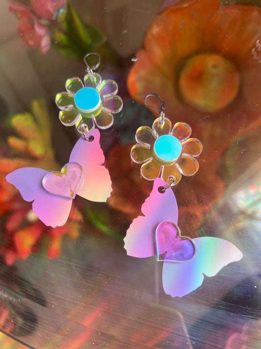 Butterfly love drip Earrings (one of a kind)