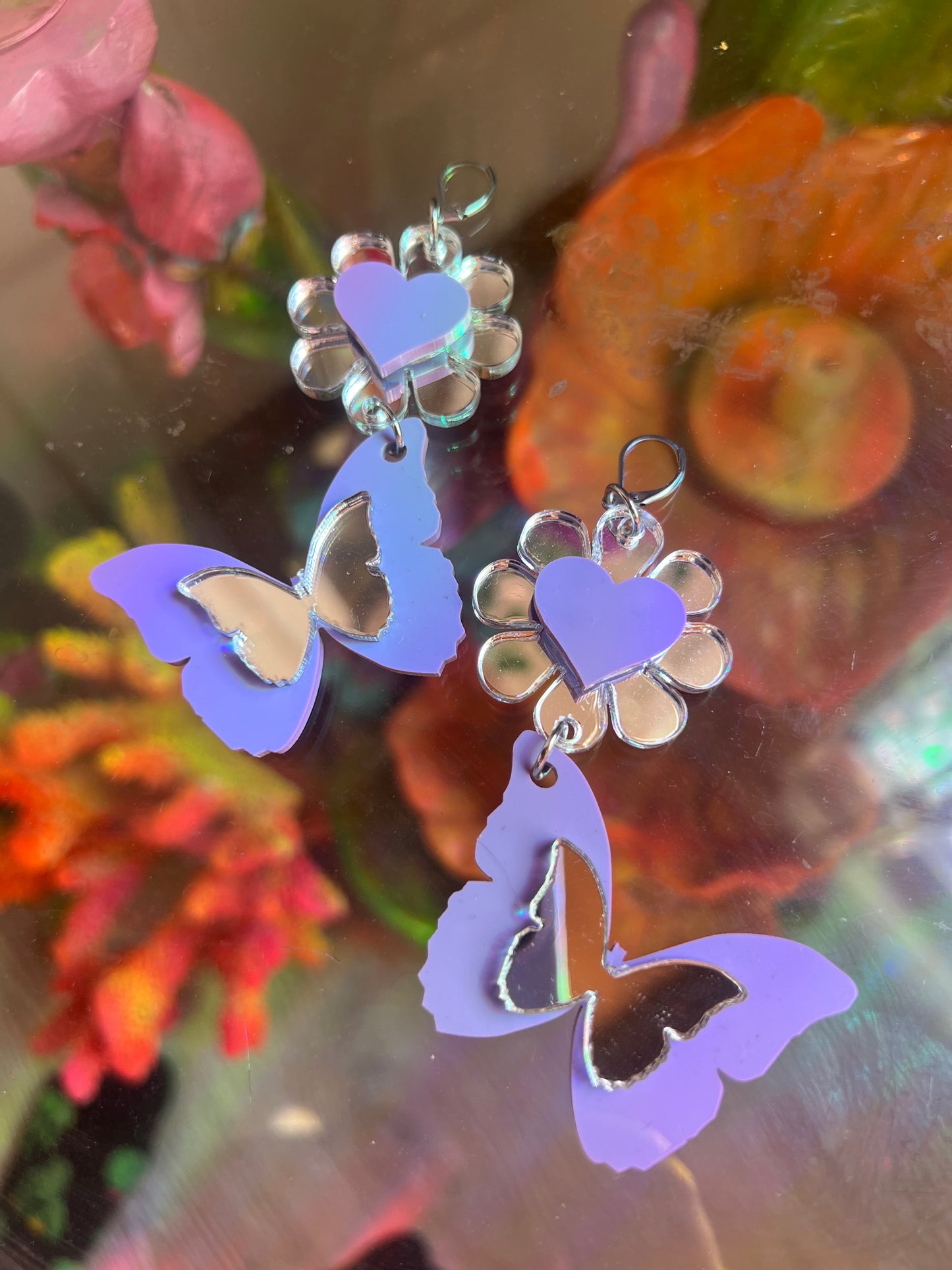 Butterfly love drip Earrings (one of a kind)