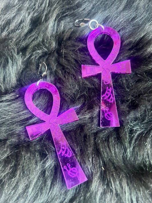 goddess Ankh Earrings (purple)
