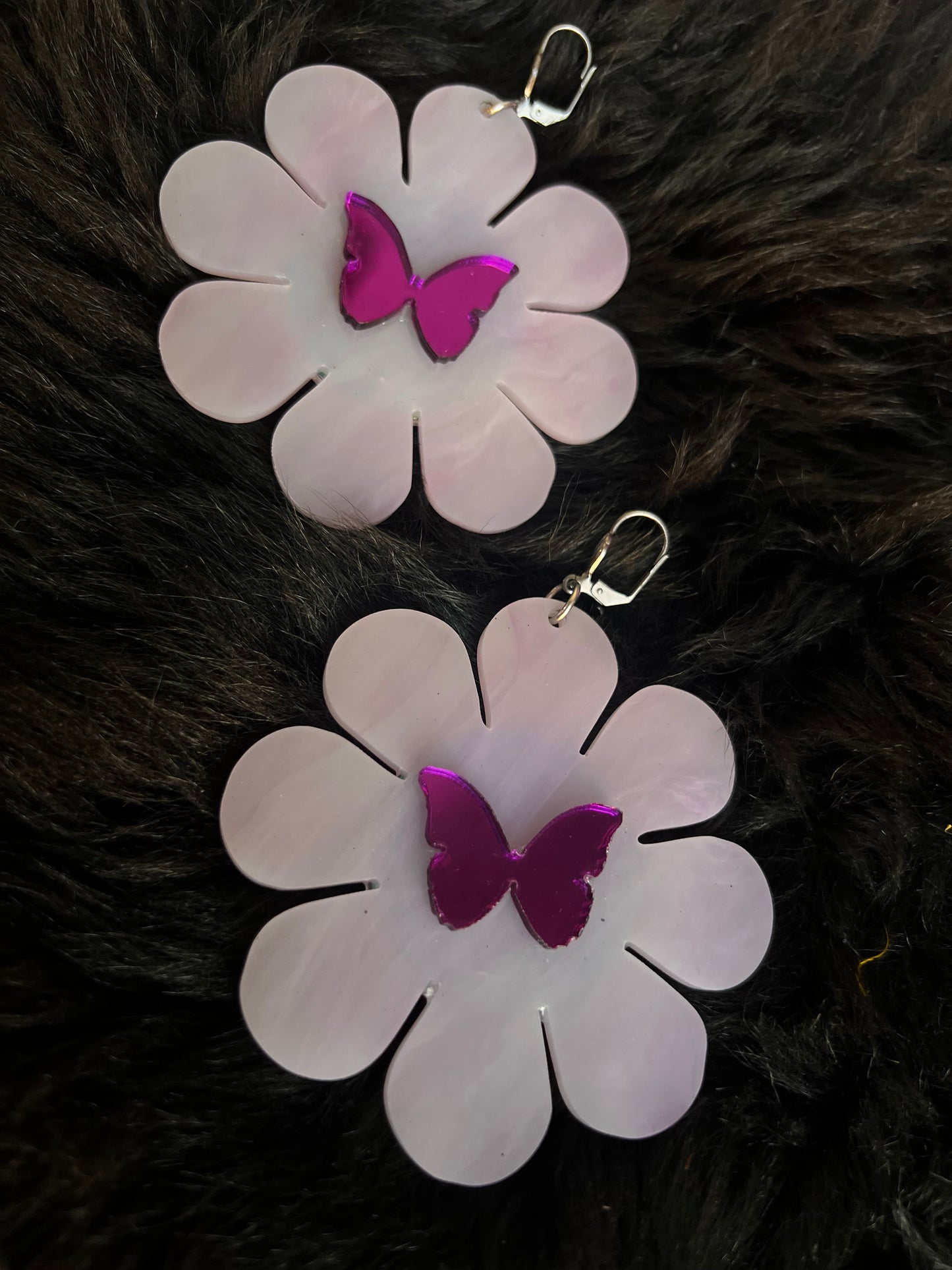 Lavender Flower Power butterfly Earrings