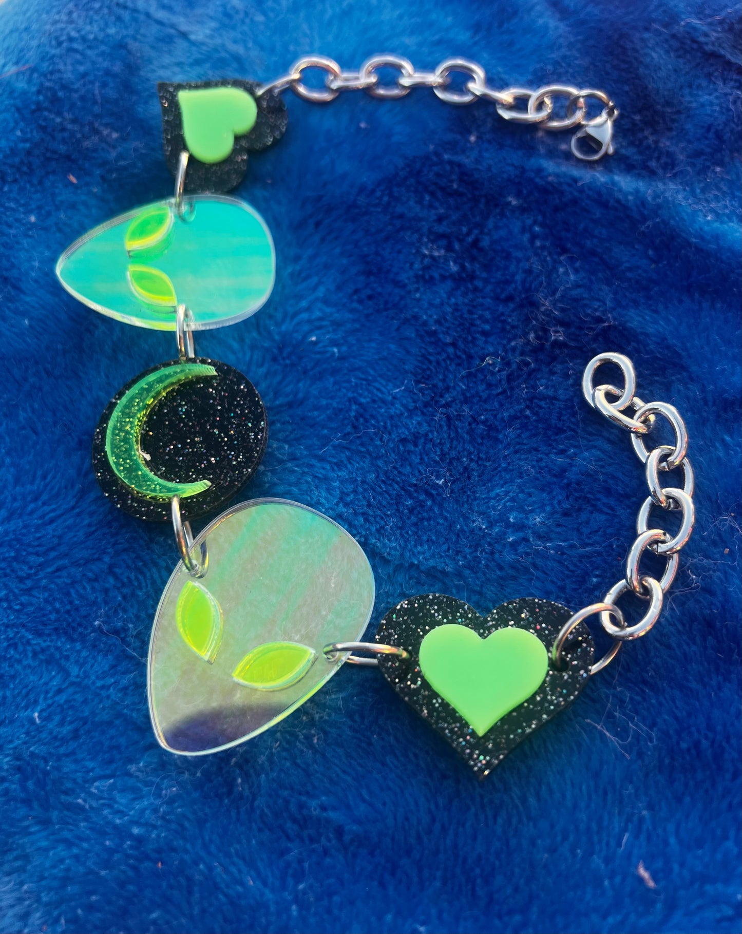 Neon Alien Moon Holographic Choker