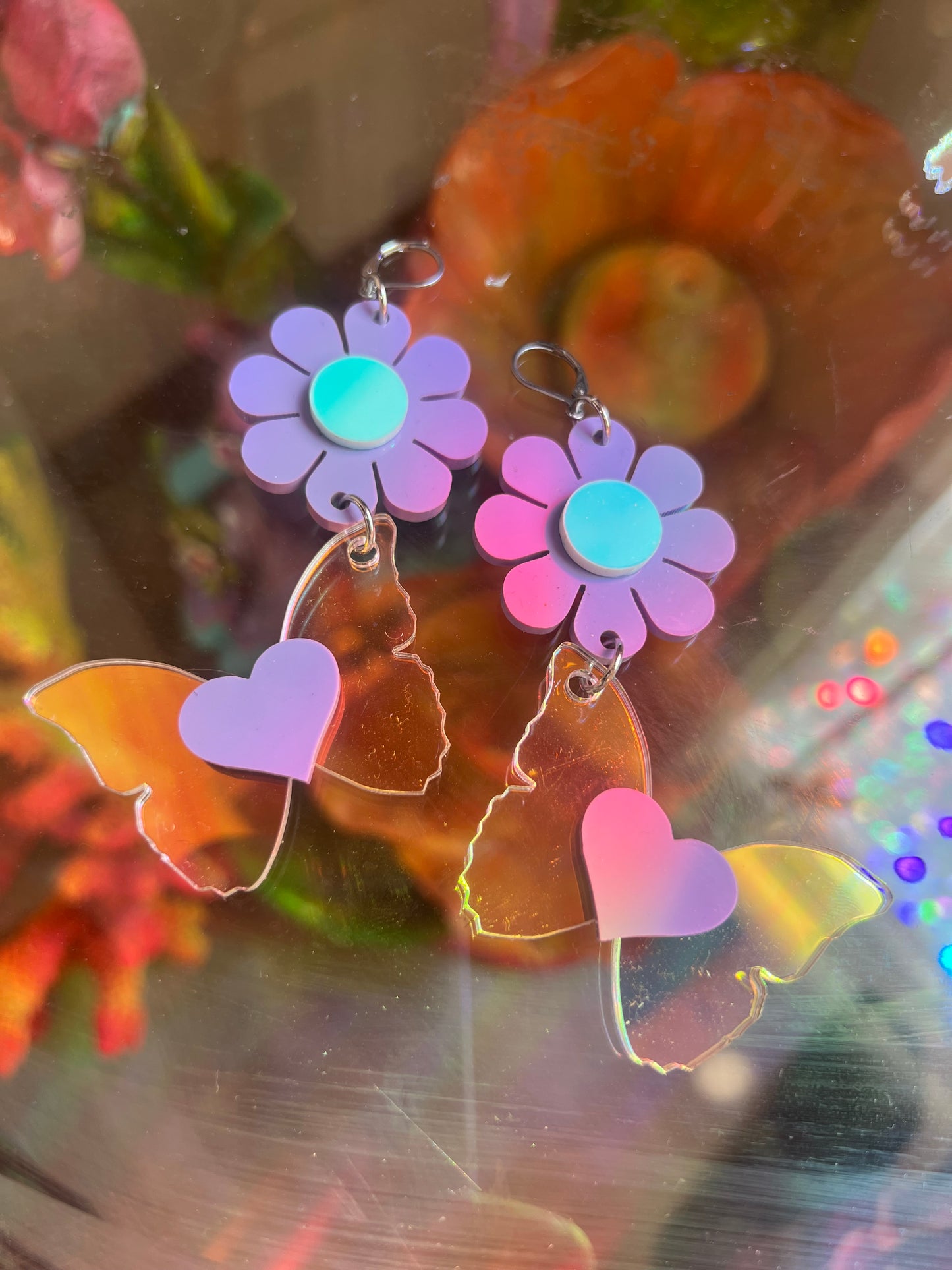 Butterfly love drip Earrings (one of a kind)