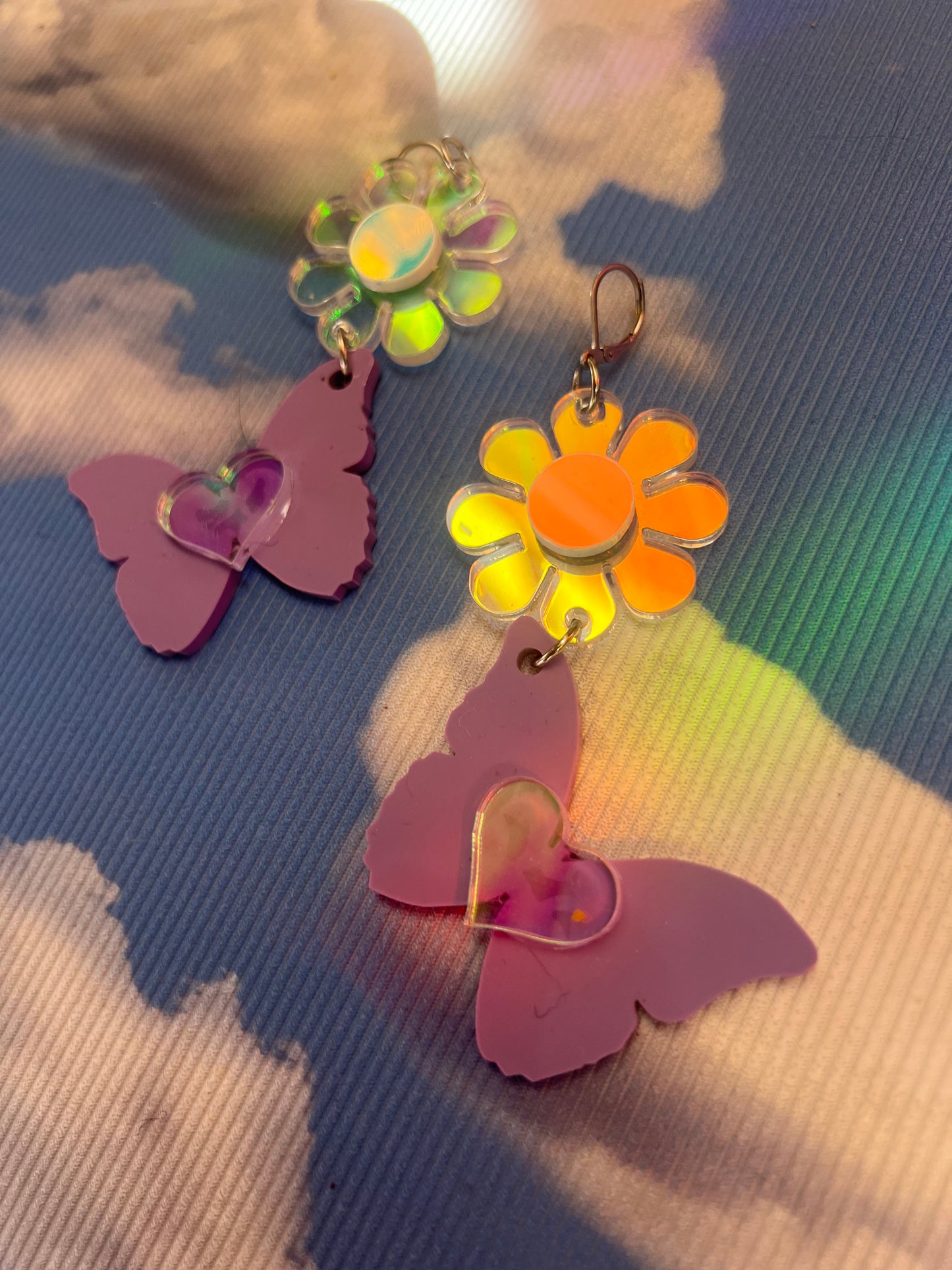 Butterfly love drip Earrings (one of a kind)