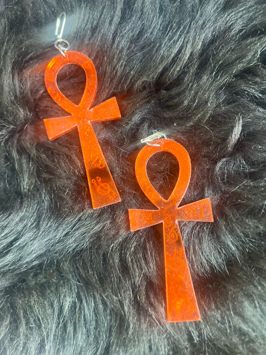 goddess Ankh Earrings (orange)