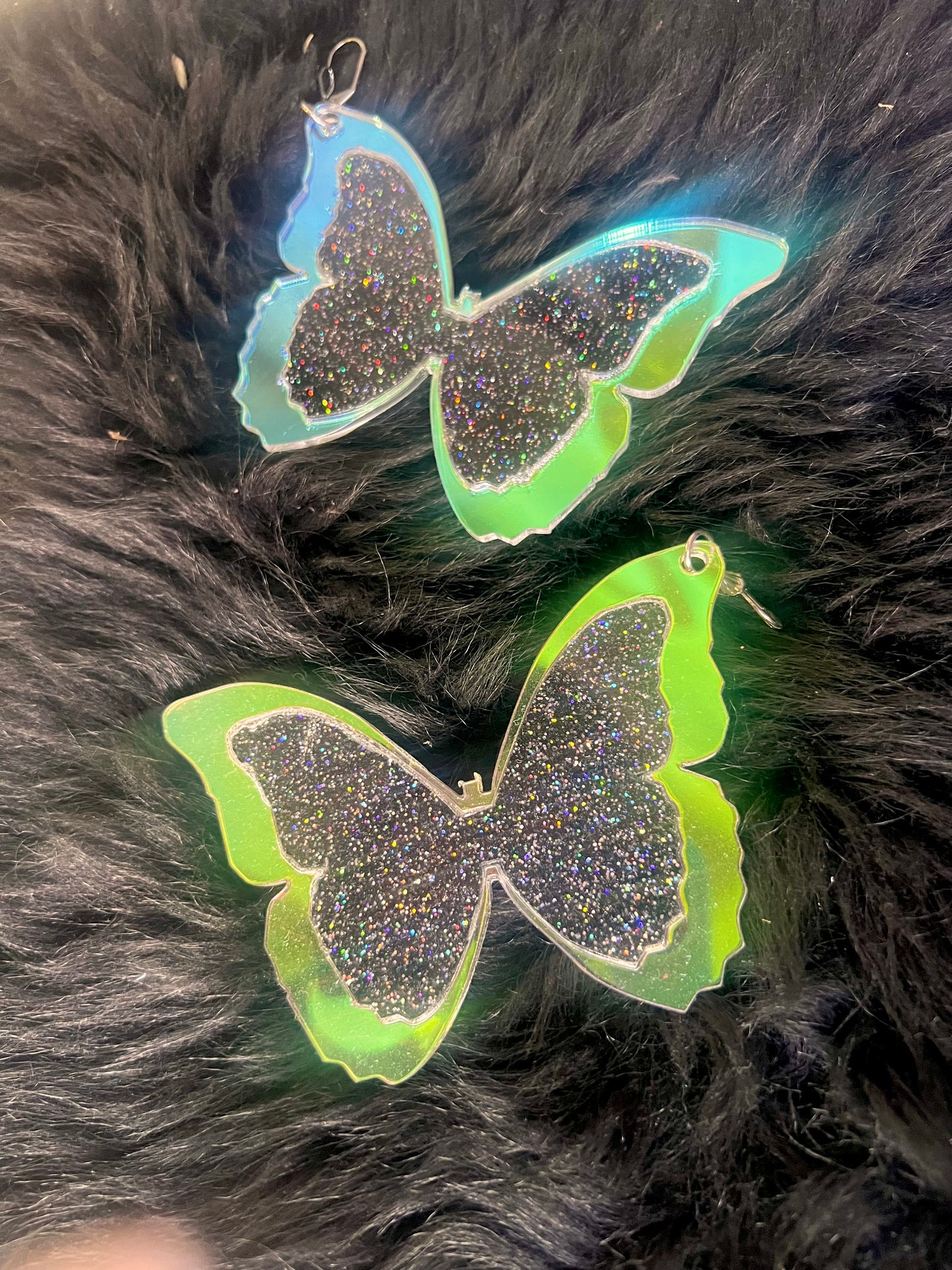 Rainbow goth Butterfly Earrings