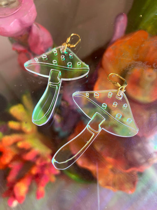 Mushie holo fairy Earrings 💜🦋🍄