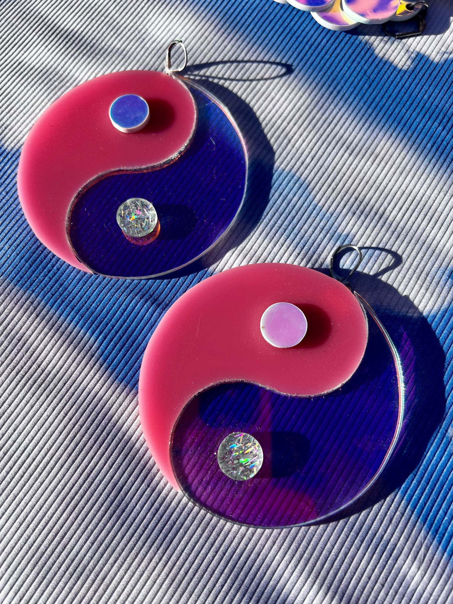 Holographic Barbie Yin Yang Earrings ☯️🩷