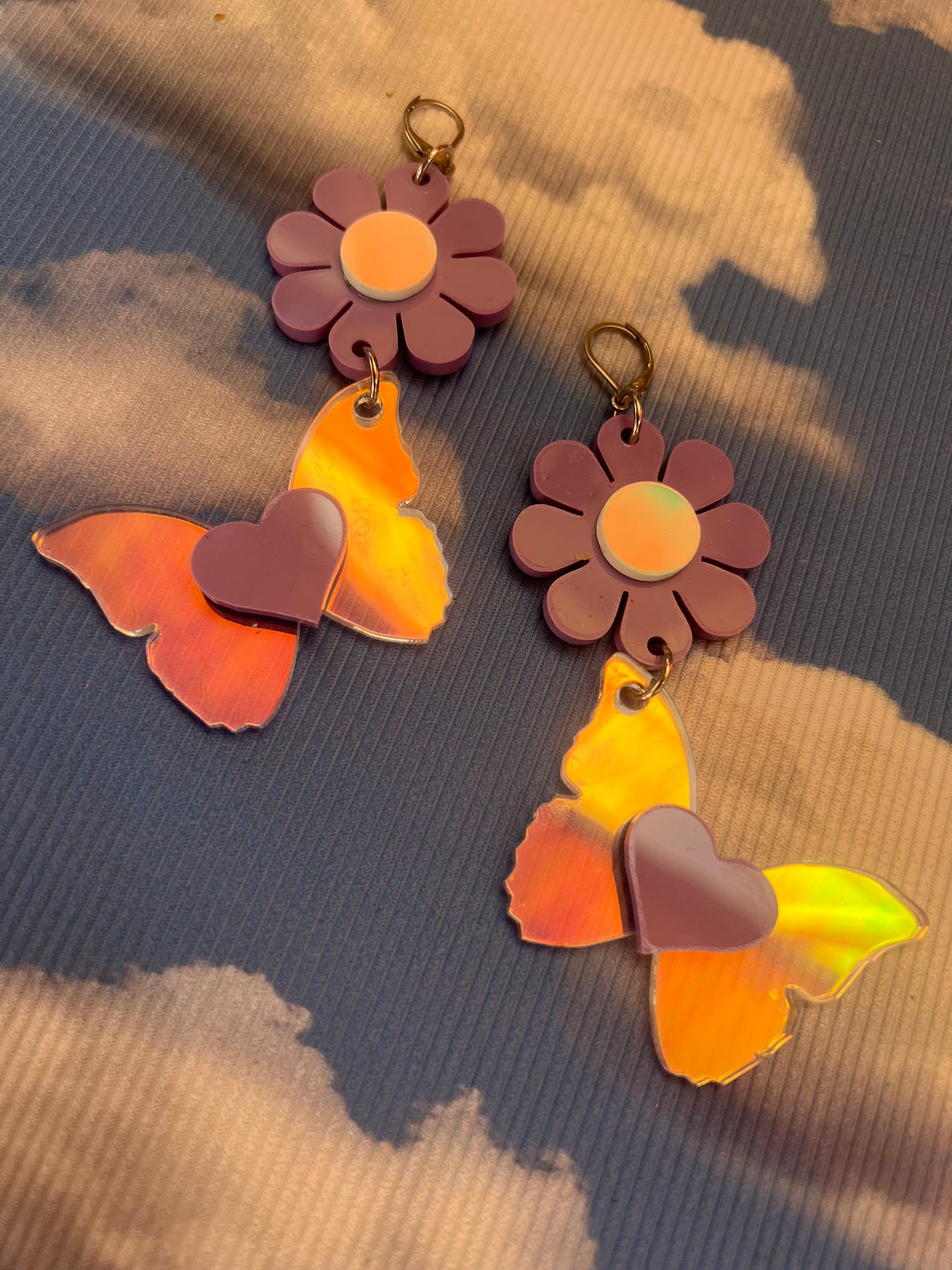 Butterfly love drip Earrings (one of a kind)