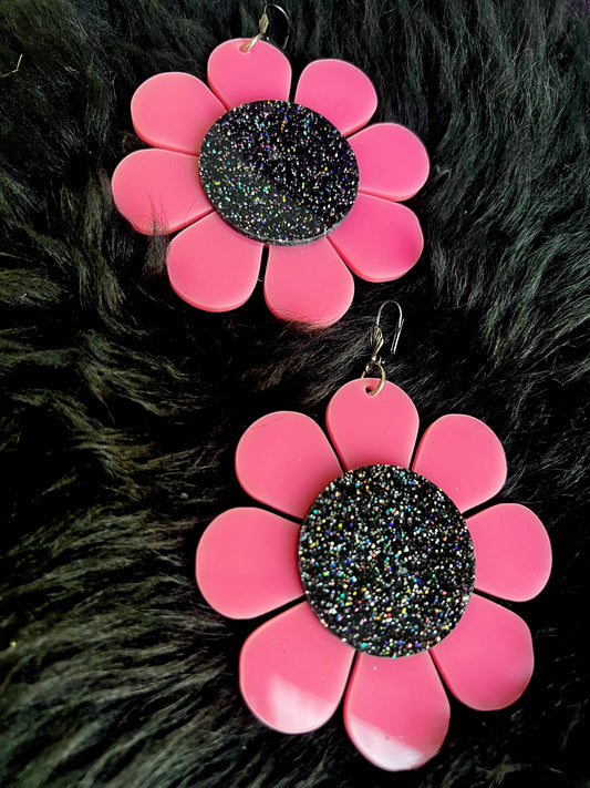 Baby Pink goth Flower Power Earrings