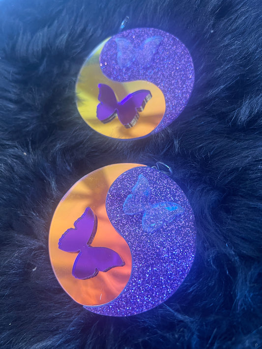 Butterfly Yin Yang Earrings ☯️🦋💜